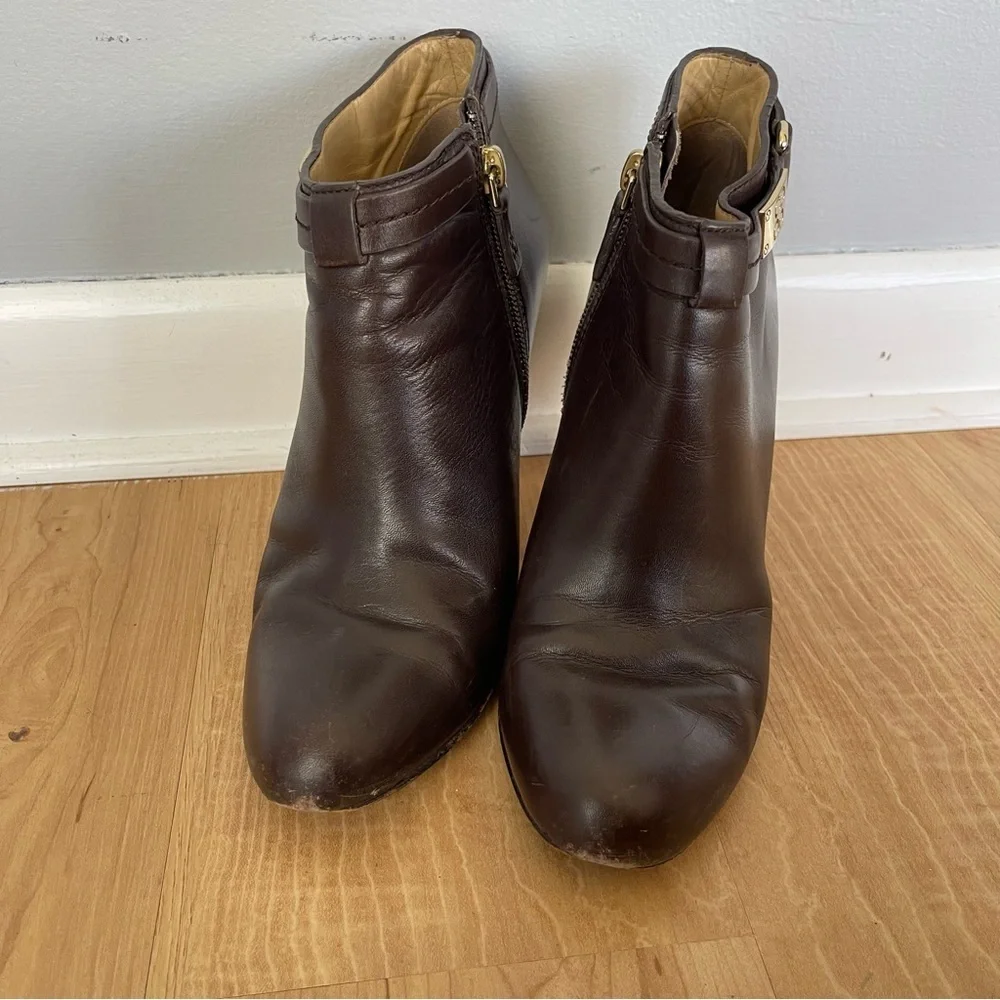 Coach Brown Biancca Bootie Soft Calf Leather Round Toe Boot Stiletto Shoe